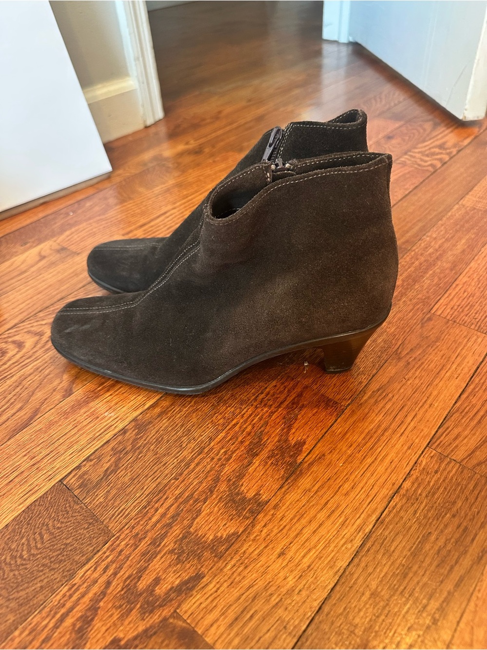 La CANADIENNE Dark Brown Suede Ankle Booties